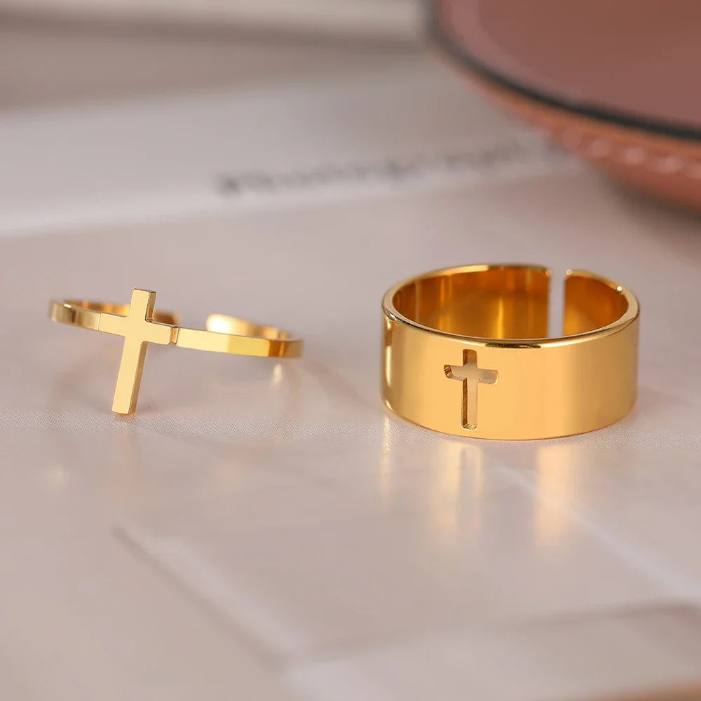 Women's Ring Christian Cross Gold