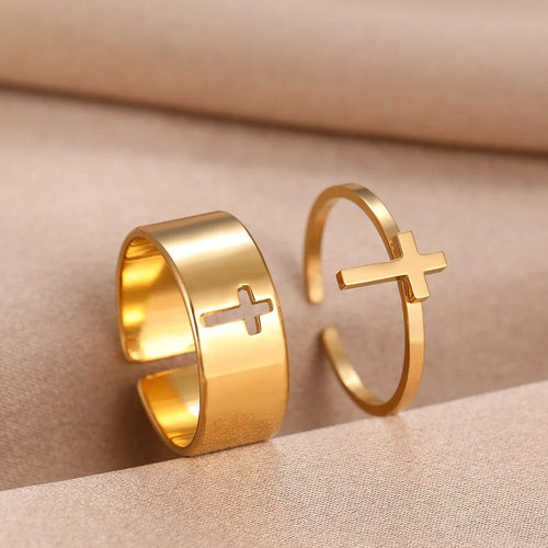 Women's Ring Christian Cross Gold