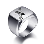 Wide men's ring initial n