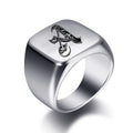 Wide men's ring initial a