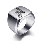 Wide men's ring initial a