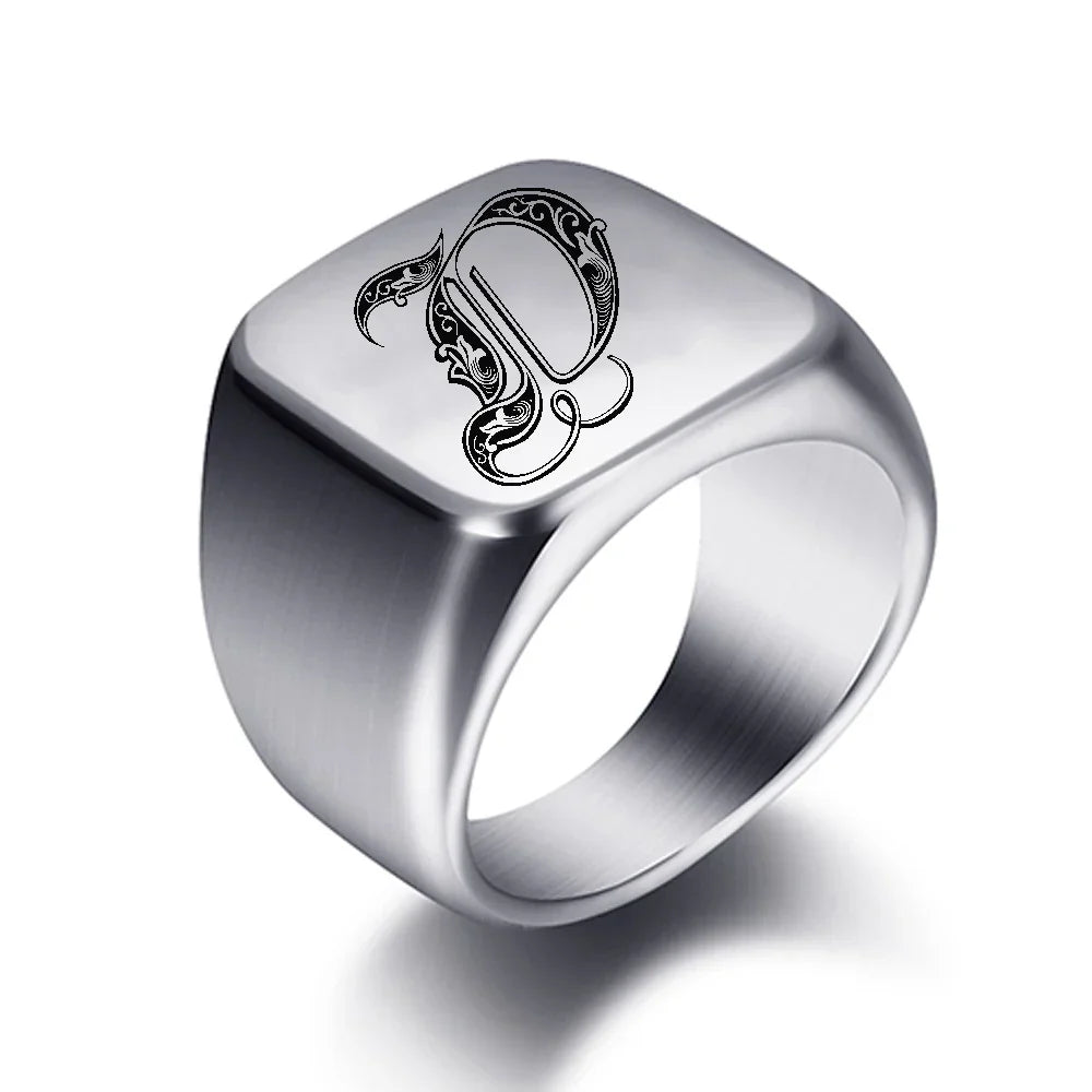 Wide men's ring initial d