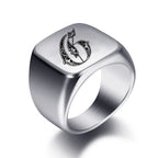Wide men's ring initial g