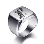 Wide men's ring initial p