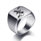 Wide men's ring initial x