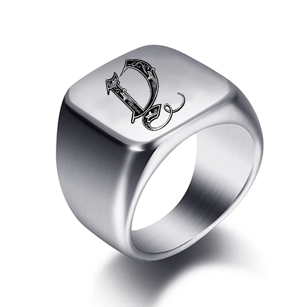 Wide men's ring initial d