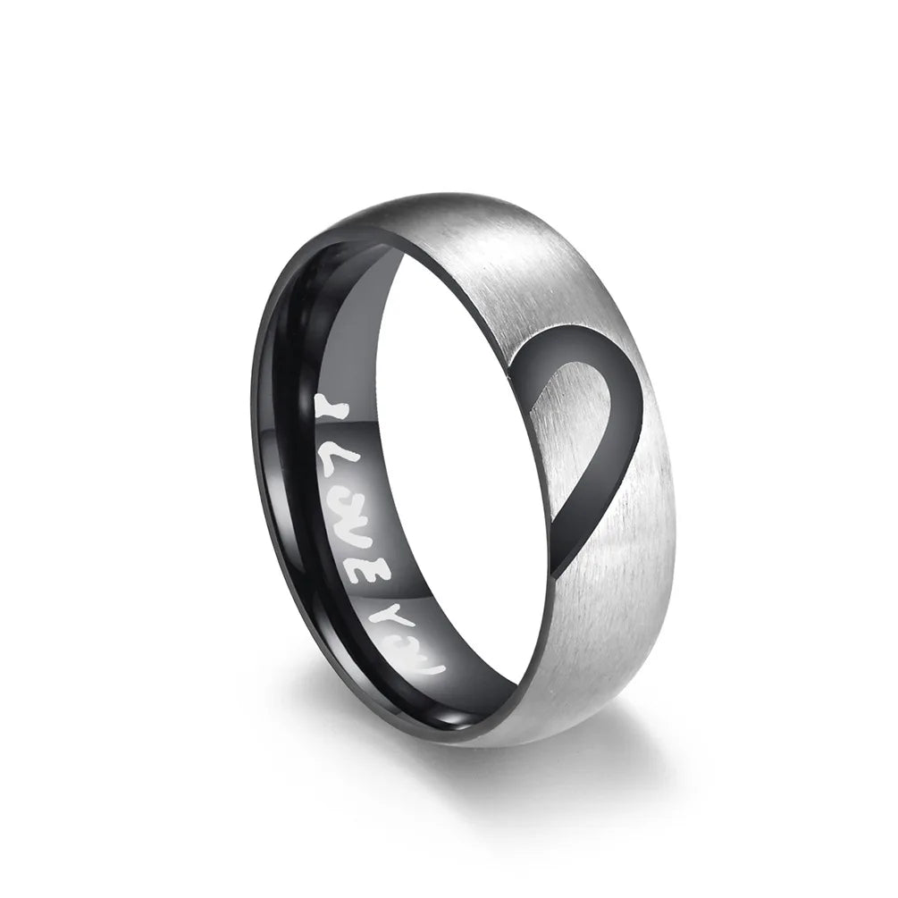 "I Love You" Proof of Love Ring with Black Heart or Black Crystal