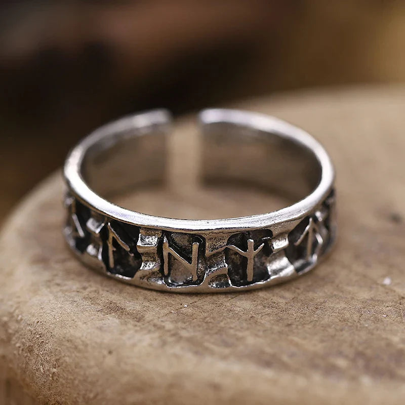 Adjustable Men’s Viking Runes Ring 12