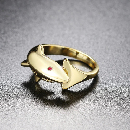 Shark Ring with Gold Zircon