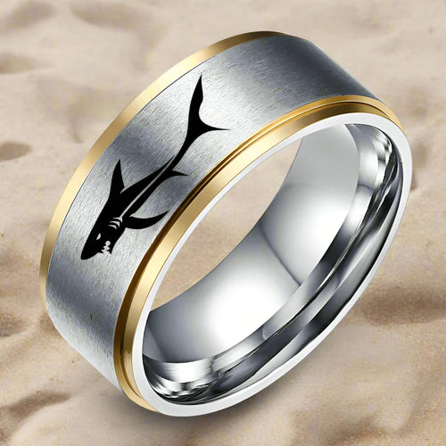 Black or Silver Shark Ring silver