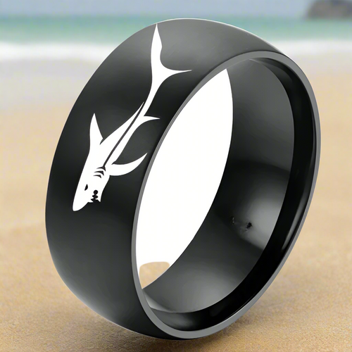 Black or Silver Shark Ring black