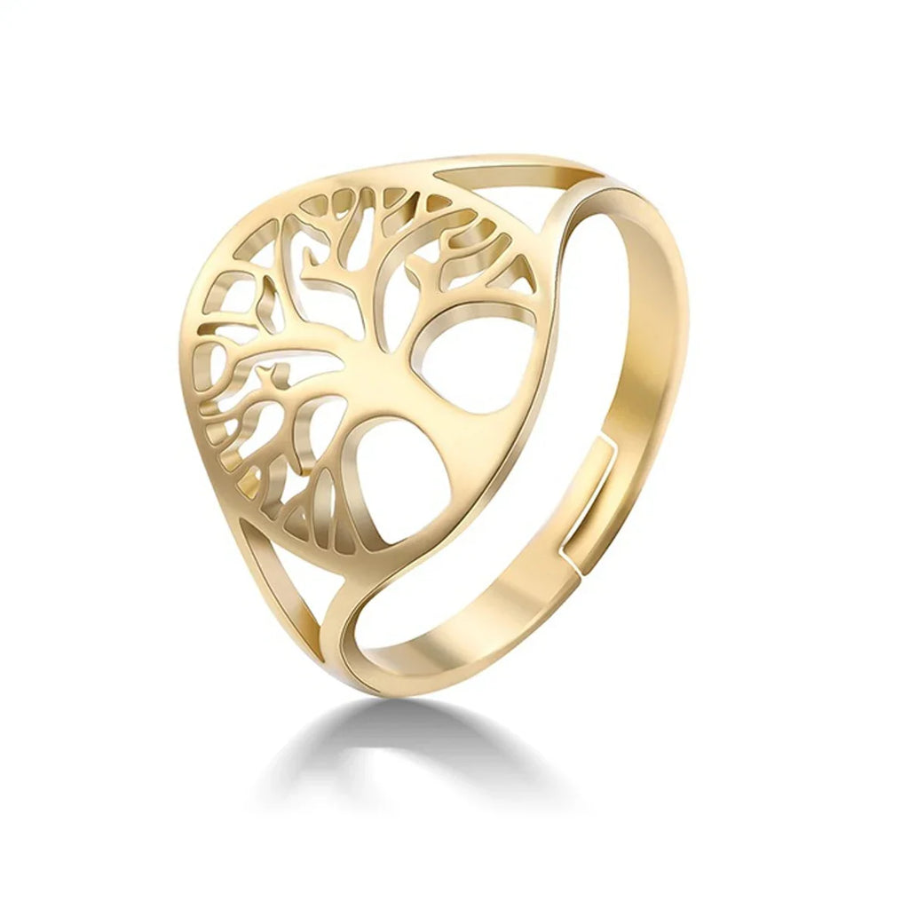Retro Tree of Life Gold Ring