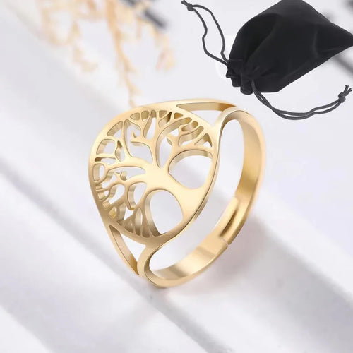 Retro Tree of Life Gold Ring