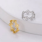 Retro Ring with Four-Leaf Clovers for Women gold
