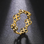 Retro Ring with Four-Leaf Clovers for Women gold