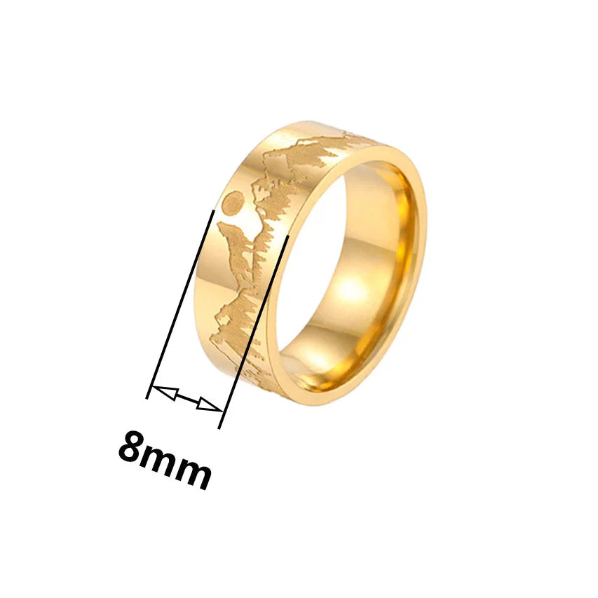 Retro Mountain Lion and Sun Ring