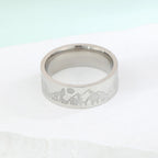 Retro Mountain Lion and Sun Ring Silver