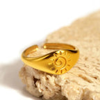 Retro Sun & Stars Gold Ring