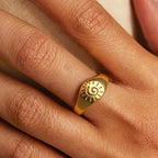 Retro Sun & Stars Gold Ring