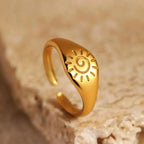 Retro Sun & Stars Gold Ring