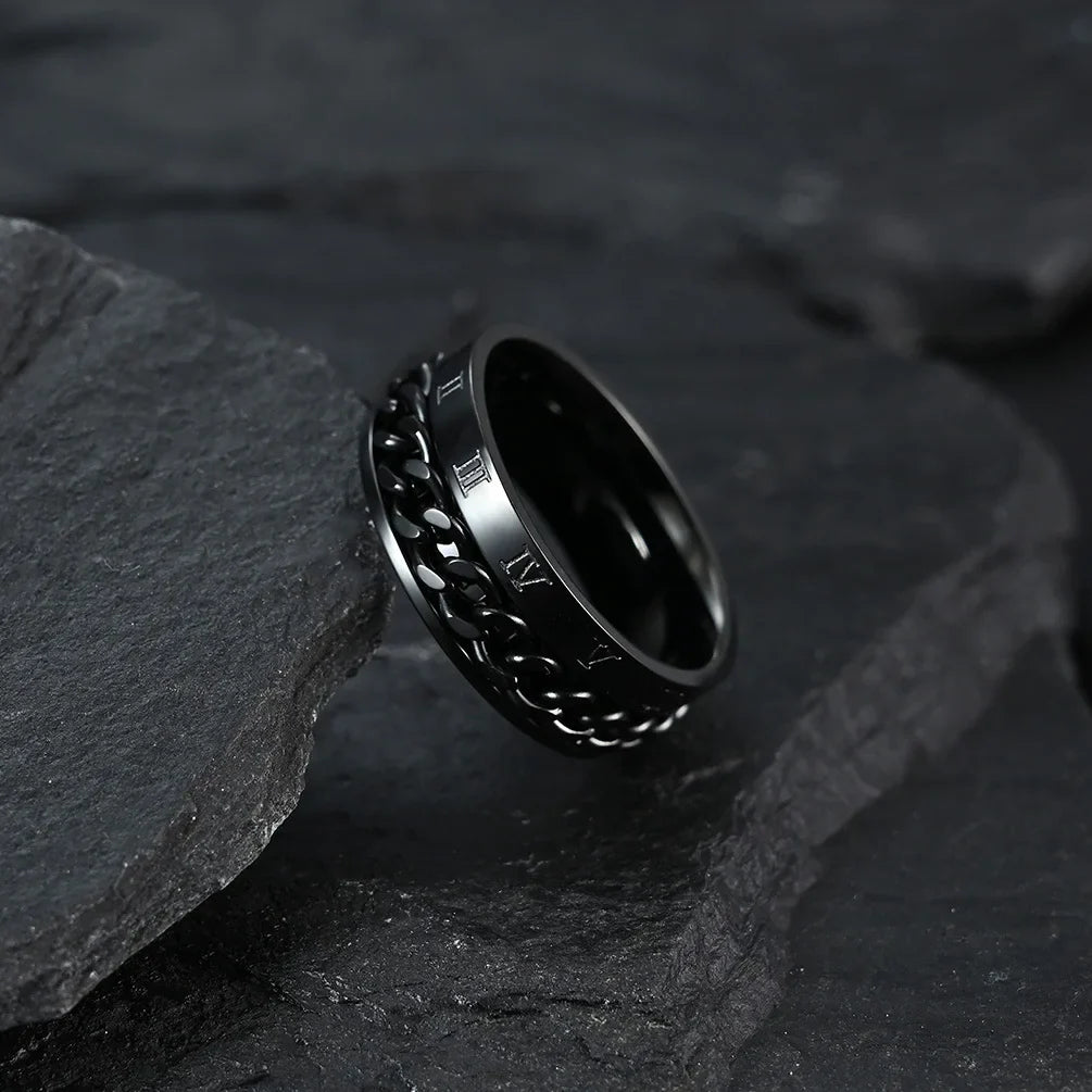Black Rotating Anti-Stress Ring for Men