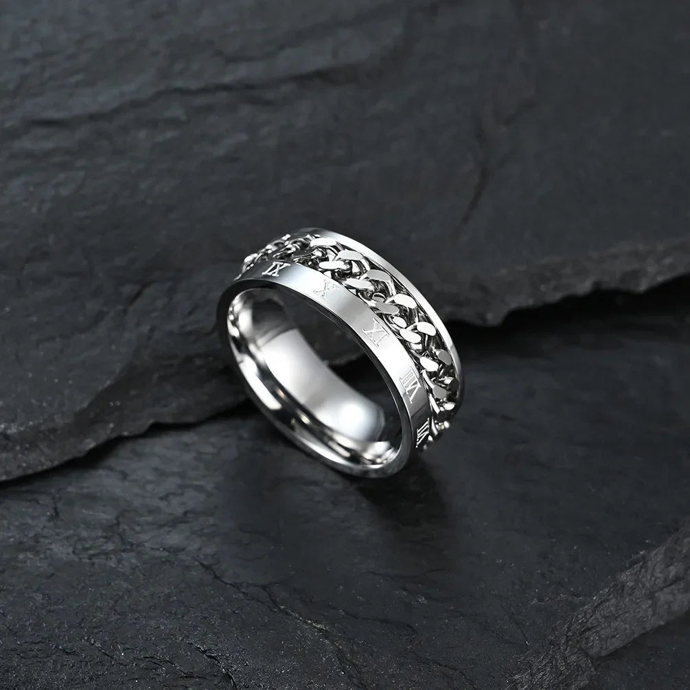 Silver Rotating Anti-Stress Ring for Men