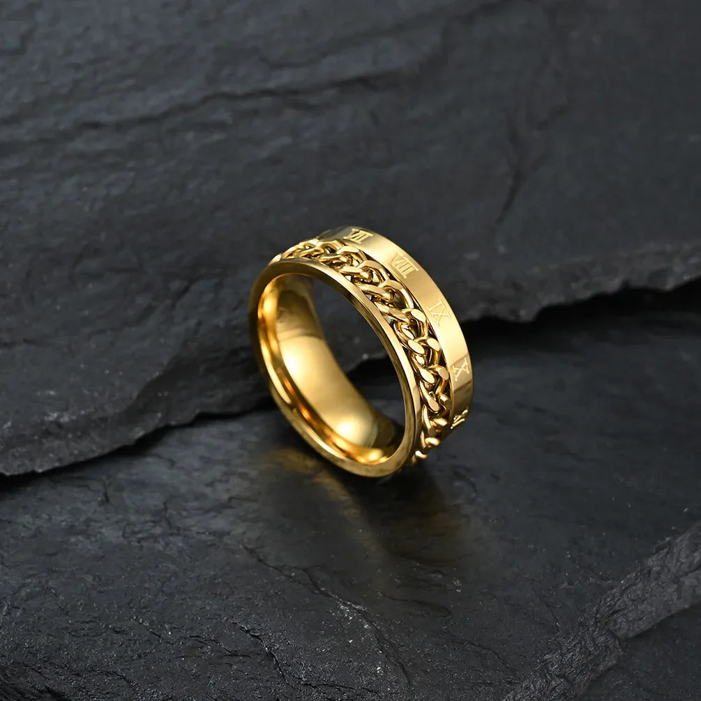 Gold Rotating Anti-Stress Ring for Men