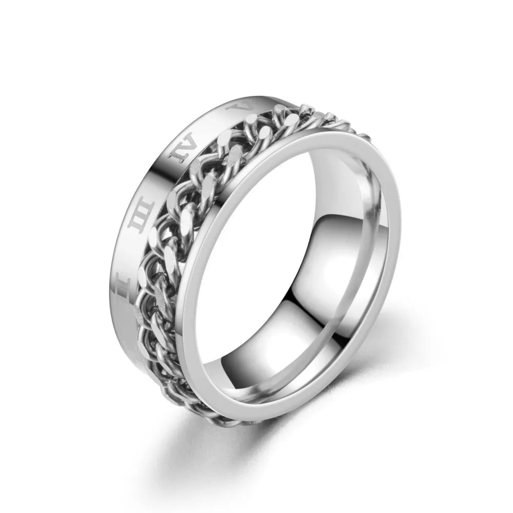 Silver Rotating Anti-Stress Ring for Men