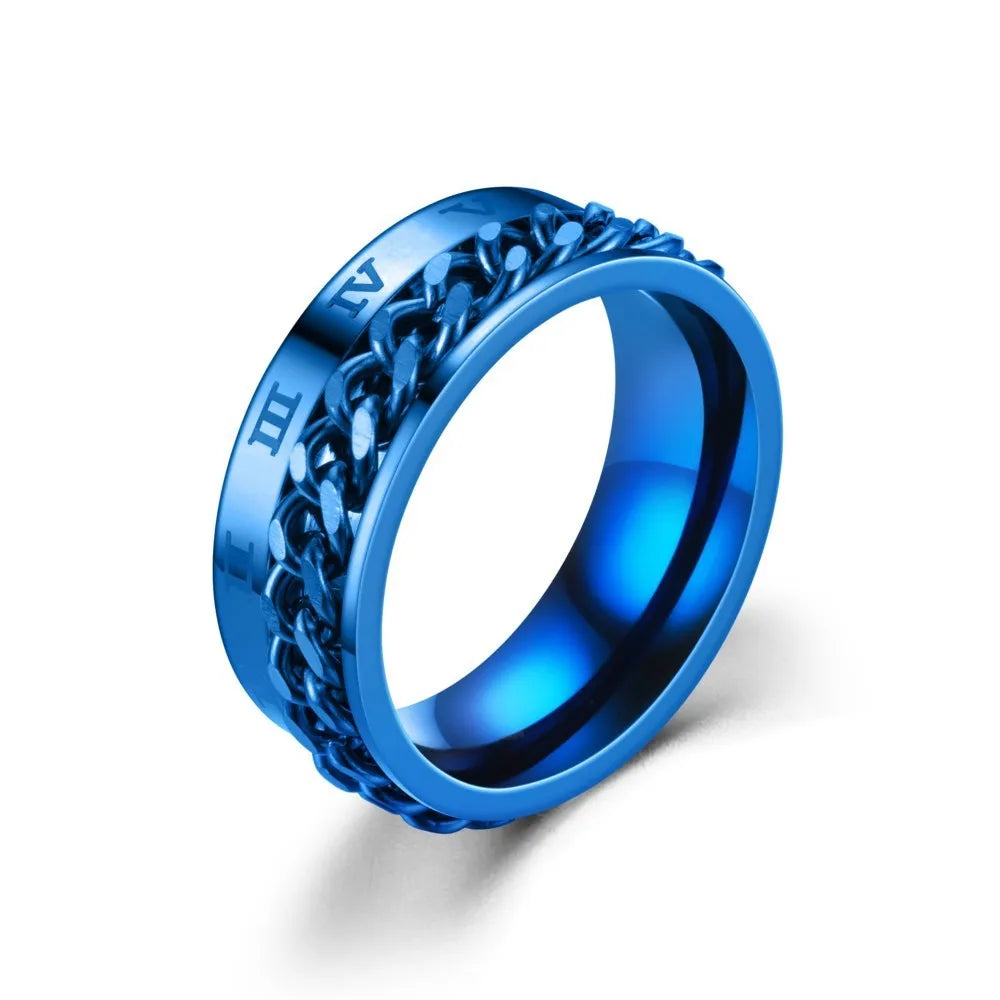 Blue Rotating Anti-Stress Ring for Men