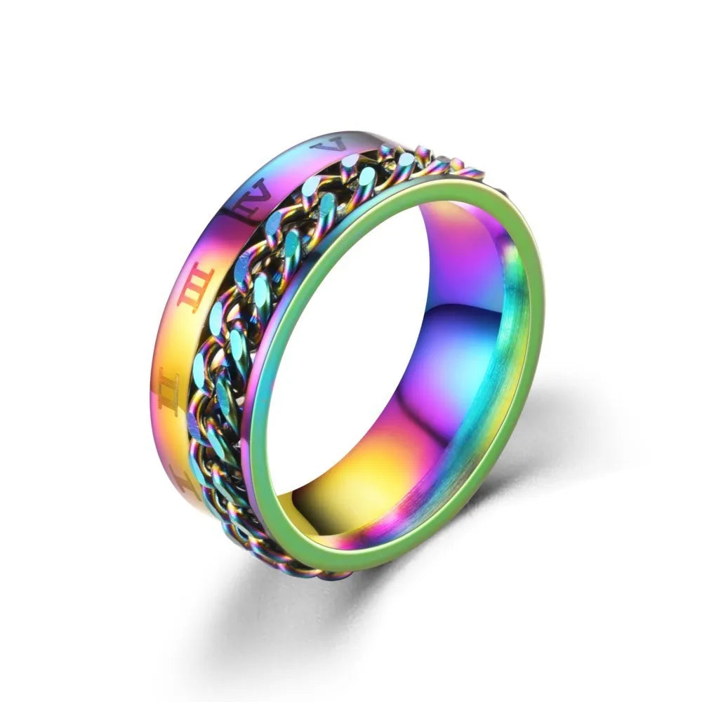 Multicolor Rotating Anti-Stress Ring for Men