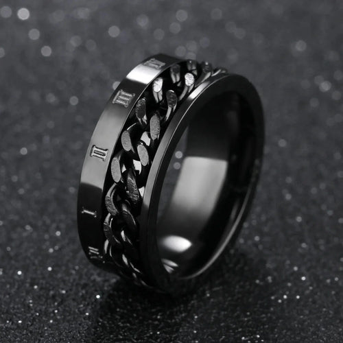 Black Rotating Anti-Stress Ring for Men