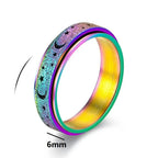 Rotating Ring with Crescent Moons for Men blue