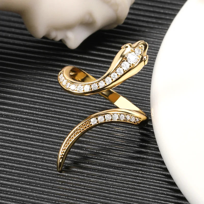 Stylized Snake Ring for Women Gold