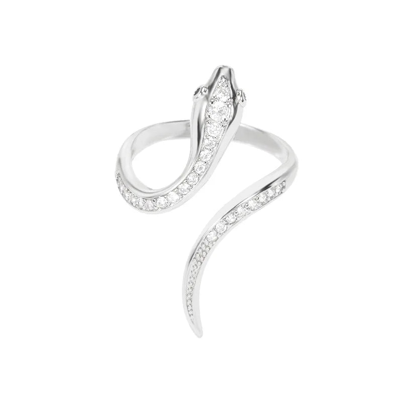Stylized Snake Ring for Women Silver