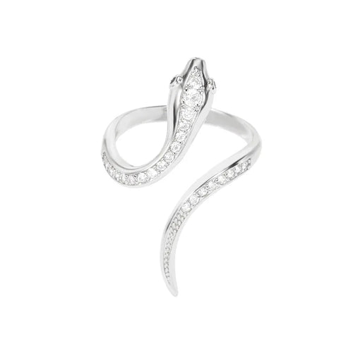 Stylized Snake Ring for Women Silver