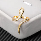 Stylized Snake Ring for Women Gold