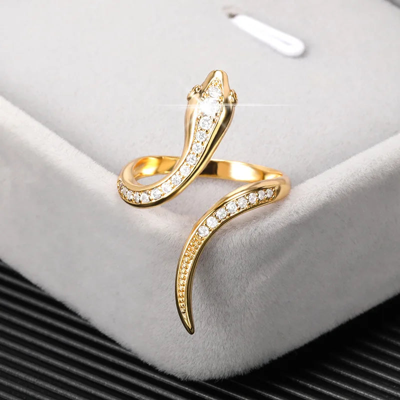Stylized Snake Ring for Women Gold