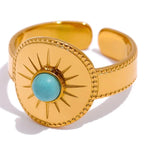 Sun Ring with Blue Stone