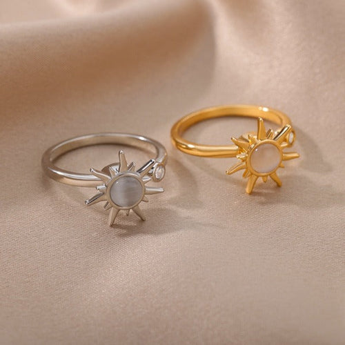 Sun Ring for Women Opal Stone Celestial Ring