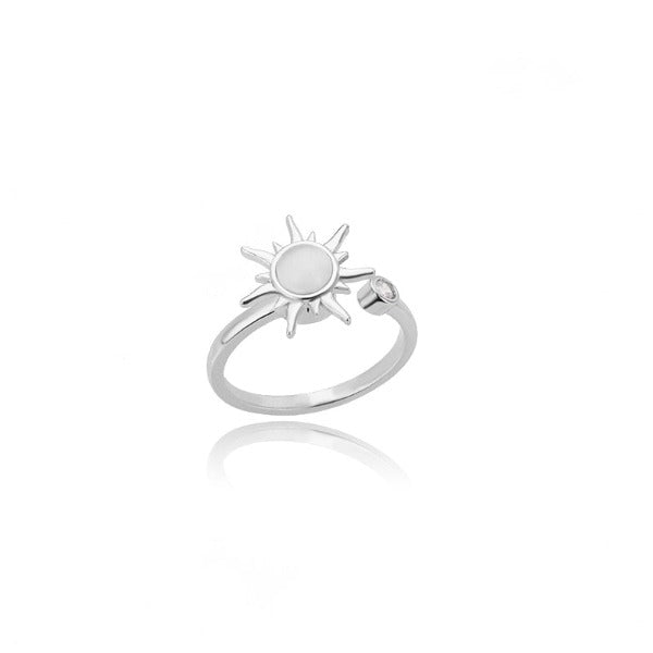 Sun Ring for Women Opal Stone Celestial Ring Silver