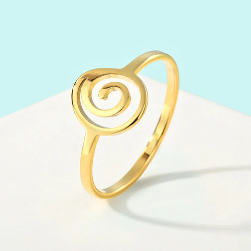 Geometric Spiral Gold Ring