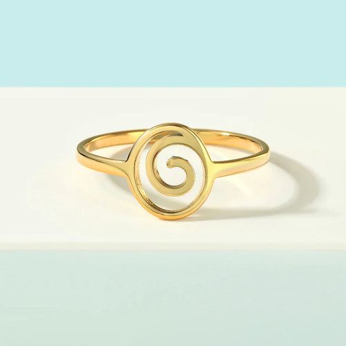 Geometric Spiral Gold Ring