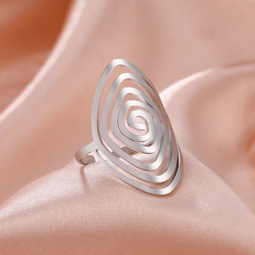 Women's Geometric Spiral Ring Silver