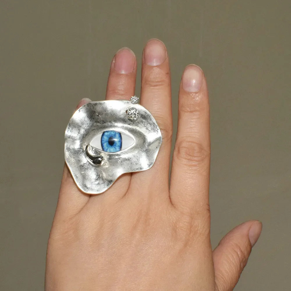 Baroque Style Evil Eye Ring silver