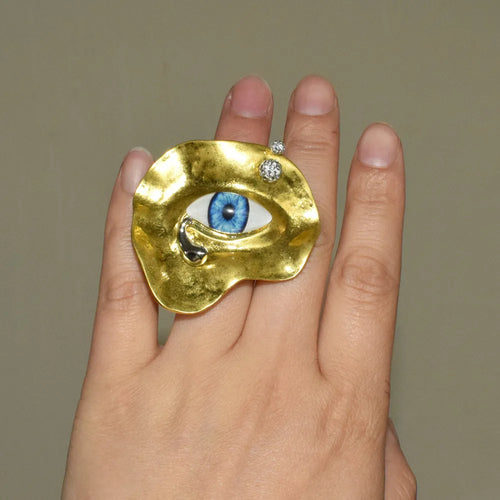 Baroque Style Evil Eye Ring gold