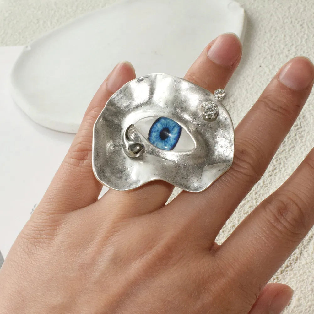Baroque Style Evil Eye Ring silver