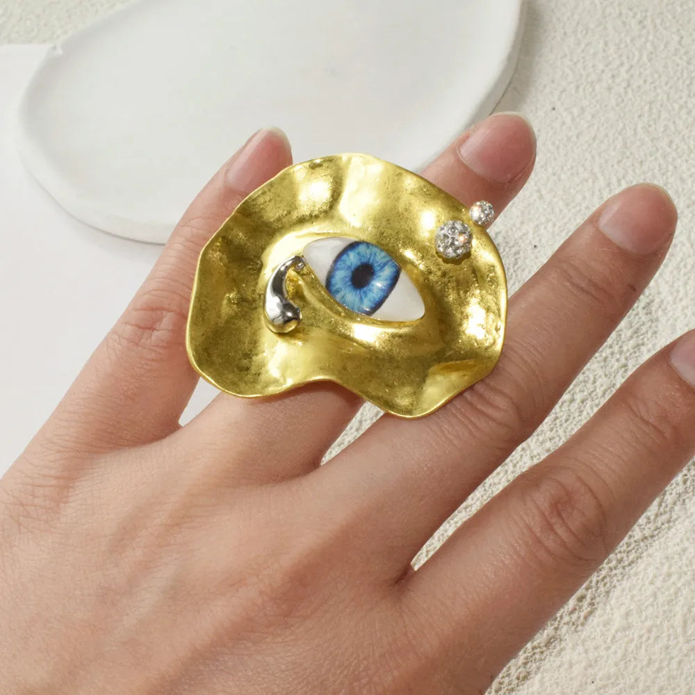 Baroque Style Evil Eye Ring gold