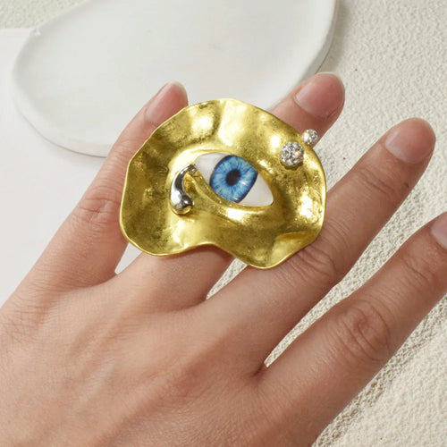 Baroque Style Evil Eye Ring gold