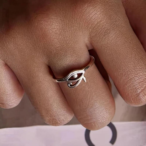 Egyptian-Style Horus Eye Ring Silver