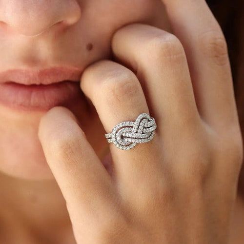 Interlaced Infinity Symbol Ring for Women with Zircon Stones